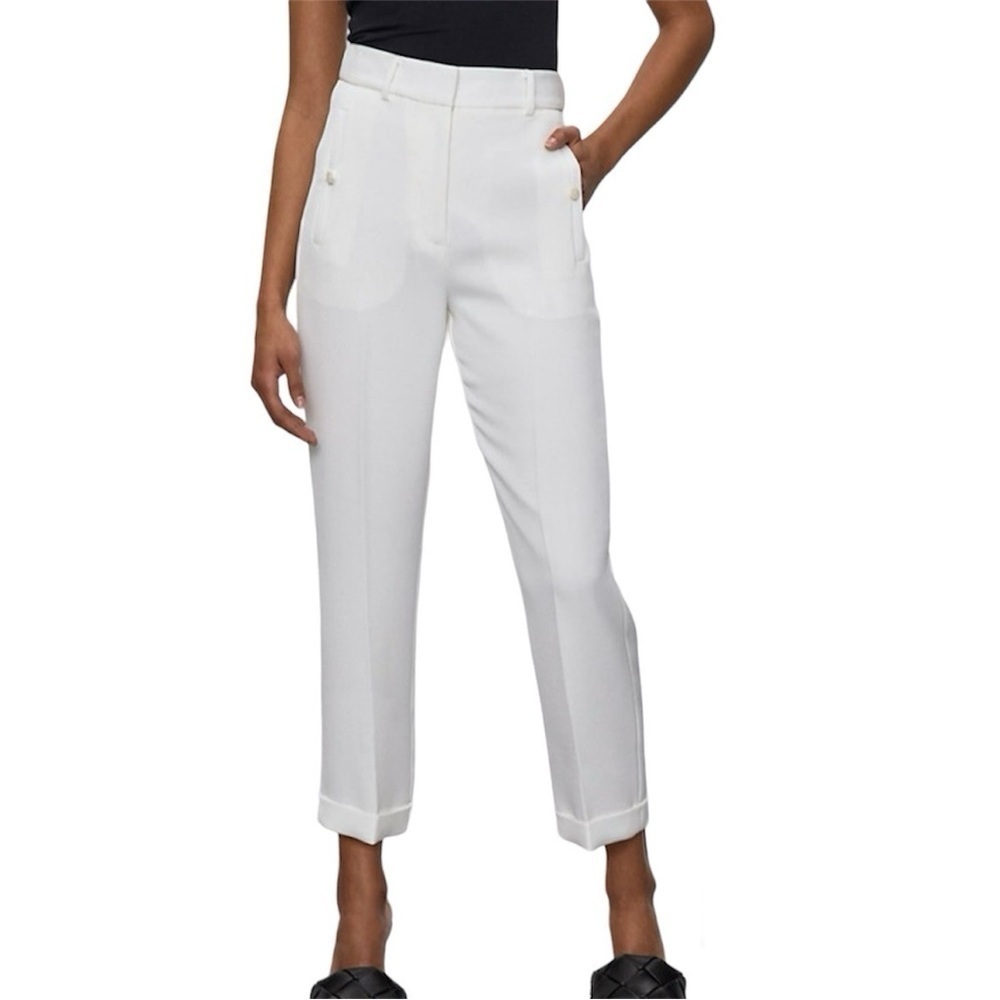Aritzia Babaton Club Cuffed Pant White Cropped Trouser Sz 12